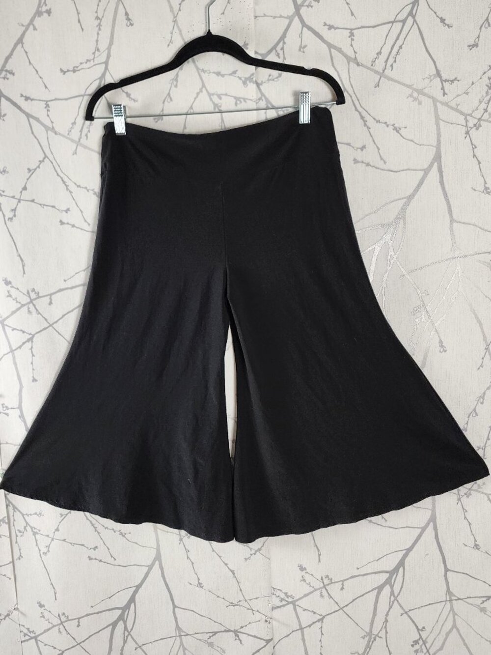 Pelican Cove Black Stretch Knit Pull On Flowy Palazzo Pants